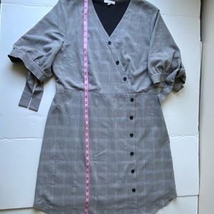 Pleione Black/White Faux Wrap Dress, Size XL, Office, Casual, Classic